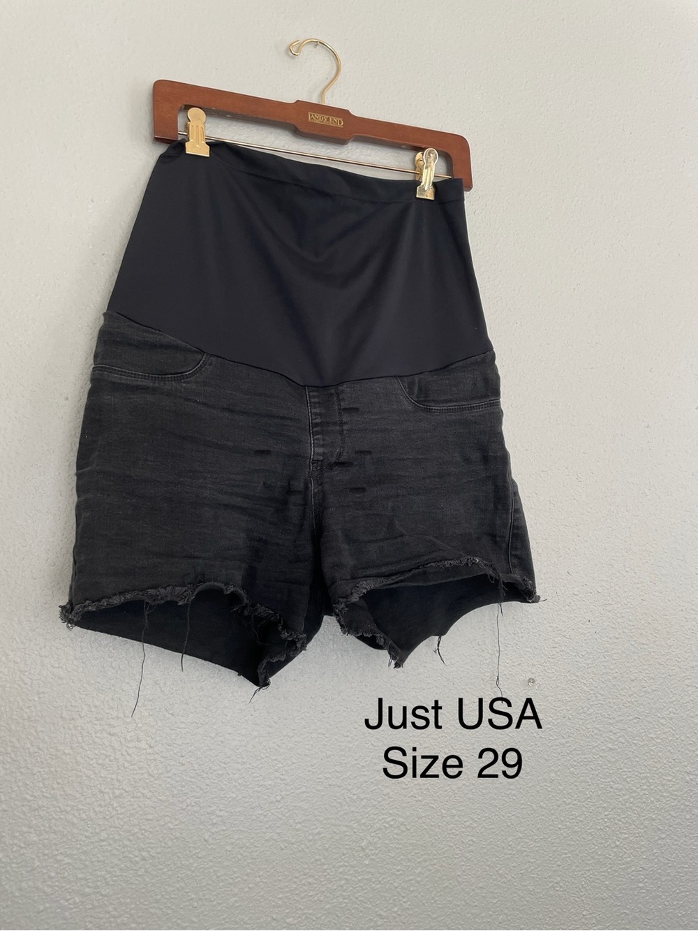 Just USA Black High-Waist Maternity Denim Shorts